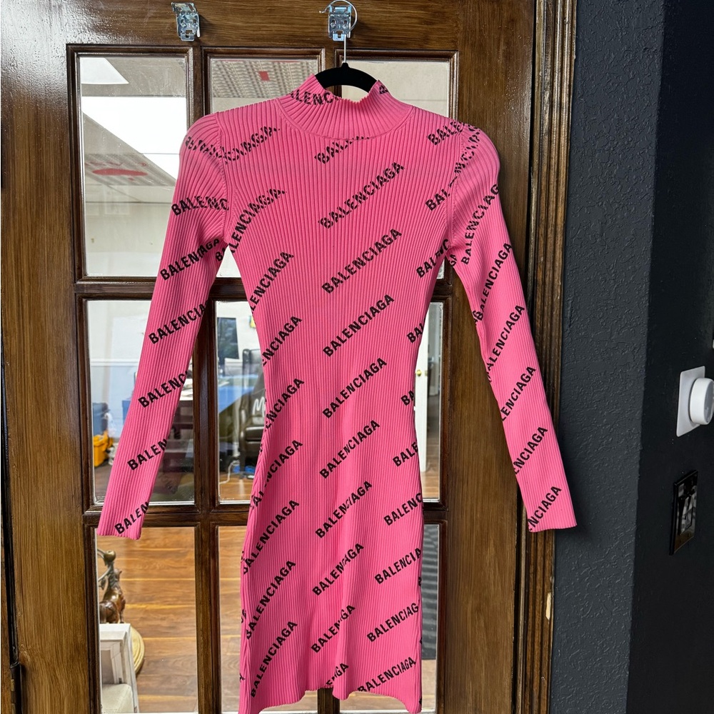 Balenciaga Long Sleeve Mini Pink Dress!